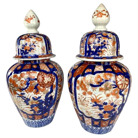 Pair Large Blue And White Jars Japan Meiji Period Circa 1880 For Sale