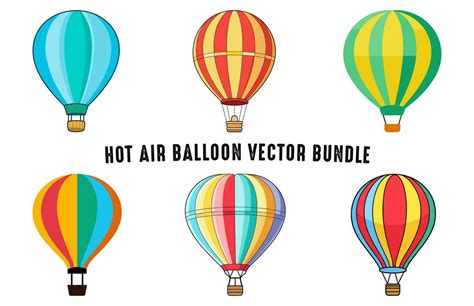 Hot Air Balloon Flat Illustration Set Colorful Hot Air Balloon Vector