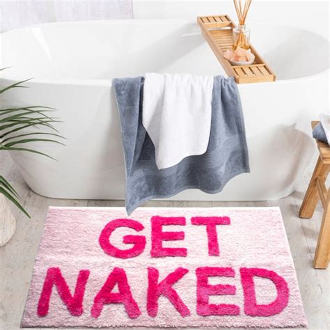 Get Naked Bath Mat Funny Cute Bathroom Rugs Pink Shower Funny Etsy