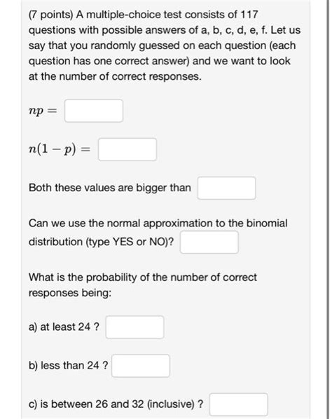 Solved 7 Points A Multiple Choice Test Consists Of 117