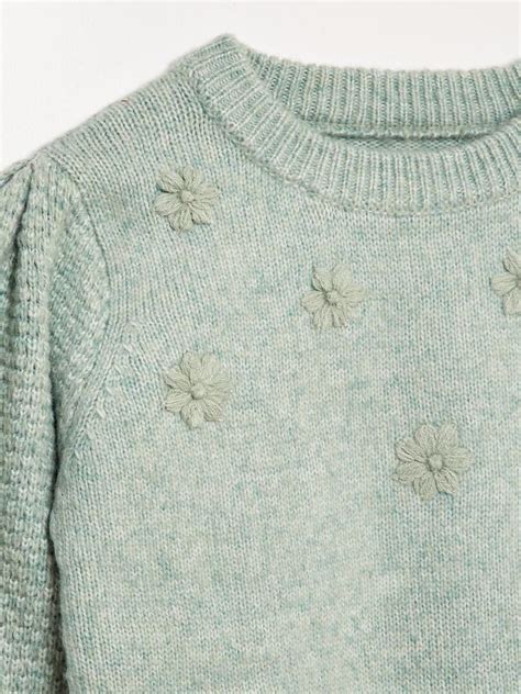 Pull Avec Fleurs Brod Es Vert Kiabi