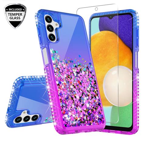 Spy Case Tor Samsung Galaxy A14 5g Case Liquid Glitter Phone Case Cover With Tempered Glass