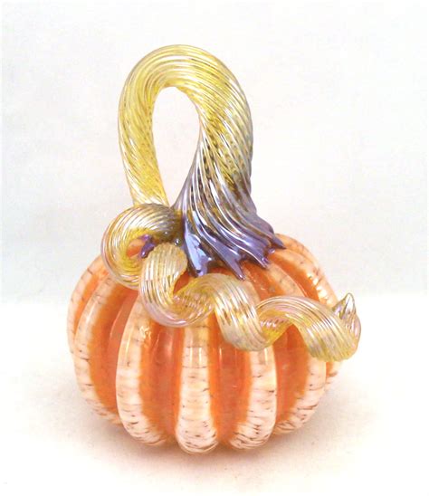 Miniature Peach Pumpkin By Ken Hanson And Ingrid Hanson Art Glass