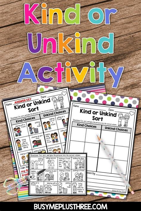 Kind Or Unkind Choices Sort Printable And Digital Activity Sorting