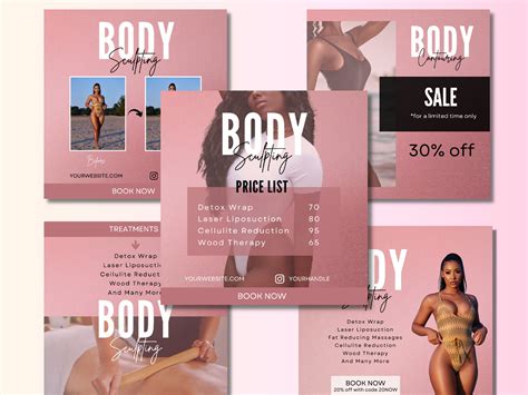 20 Premade Editable Body Contour Flyer Body Sculpting Etsy