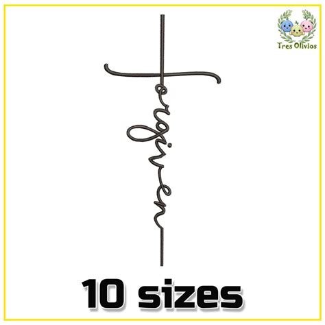 Forgiven Vertical 10 Sizes Machine Embroidery Design Christian Cross