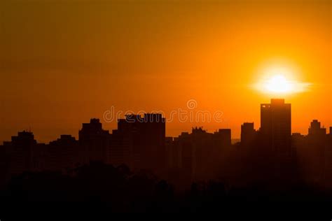 Sao Paulo City Skyline On Sunrise Stock Photo Image Of Evening City