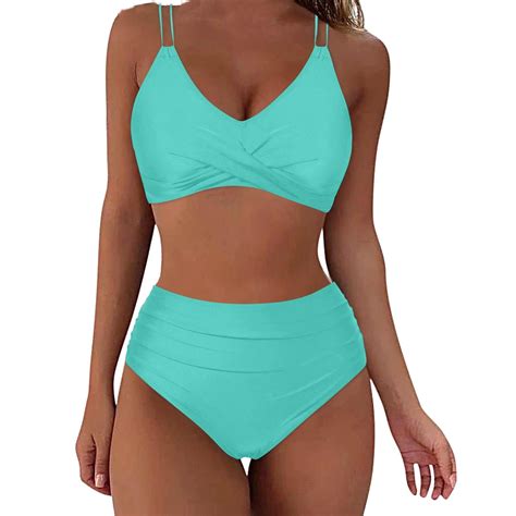 Arnsht Women S High Waisted Bikini Sets Push Up Twist Front Spaghetti Straps Ruched Two Piece