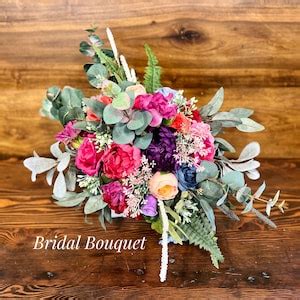 Pastel Rainbow Jewel Tone Boho Wedding Bouquets Purple Blush Fuchsia