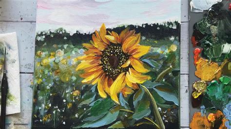 Acrylic Sunflower Painting Flower Painting Easy Painting Techniques Alifya P Tarwala