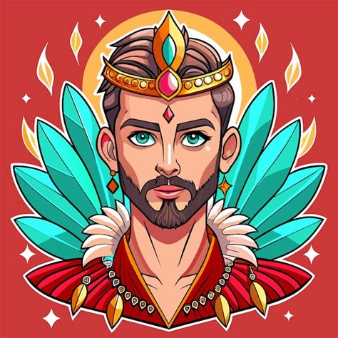 A Cartoon Of A Man With A Crown And Wings On His Head Premium Ai