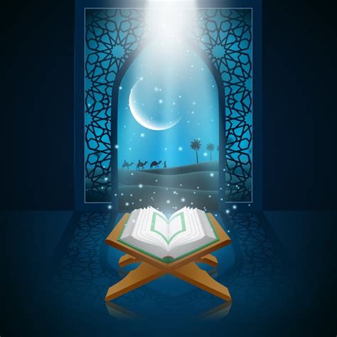 Vector Illustration Of Ramadan Kareem With Al Quran Premium Vector