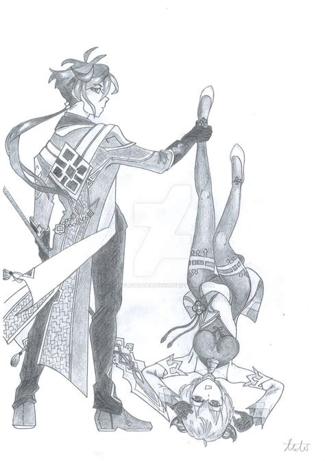 Ganyu Lifted Upside Down By Zhongli By Anklegrabwatcher On Deviantart