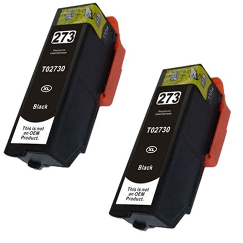 Compatible 2 Pack Epson 273XL T273XL020 Black Inkjet Cartridge T273 T273XL