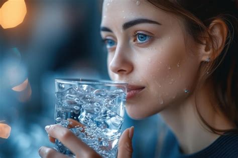 Premium Photo A Woman Holds A Glass Of Water