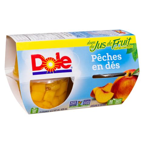 Dole Fruit Bowls In Fruit Juice Diced Peaches 4 X 107 Ml Voilà Online