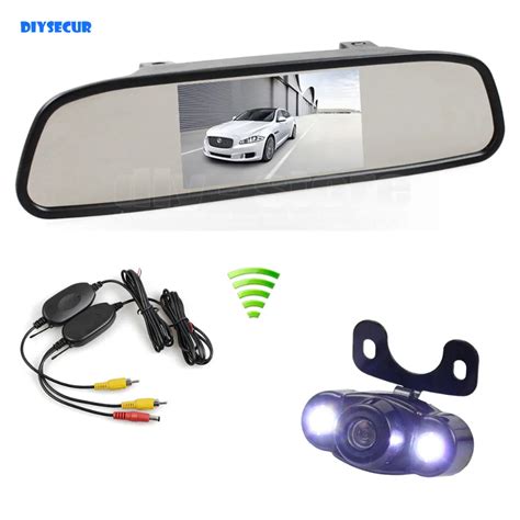 DIYSECUR Wireless 4 3 Inch LCD Display Rear View Mirror Monitor Car