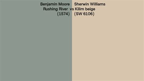 Benjamin Moore Rushing River 1574 Vs Sherwin Williams Kilim Beige Sw 6106 Side By Side