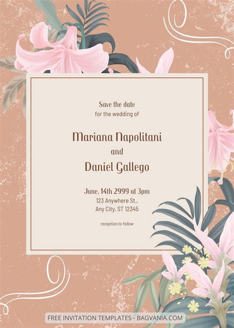 ( Free ) 7+ Sweet Lilies Canva Wedding Invitation Templates