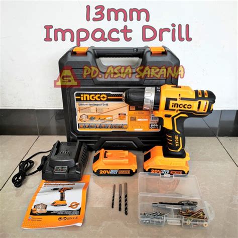 Jual Cordless Impact Drill 13mm INGCO CIDLI20031 Bor Tembok Baterai