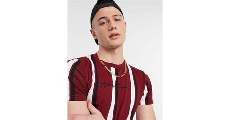 Hollister Central Logo Vertical Stripe T Shirt In Red For Men Lyst