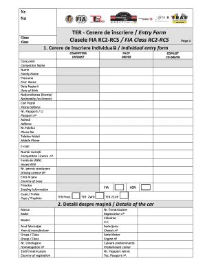 Fillable Online Ter Cerere De Nscriere Entry Form Fras Ro Fax