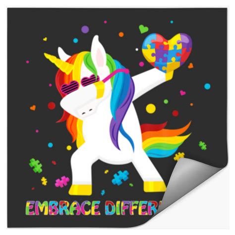 Embrace Differences Dabbing Unicorn Autism Awarene Stickers Sold By