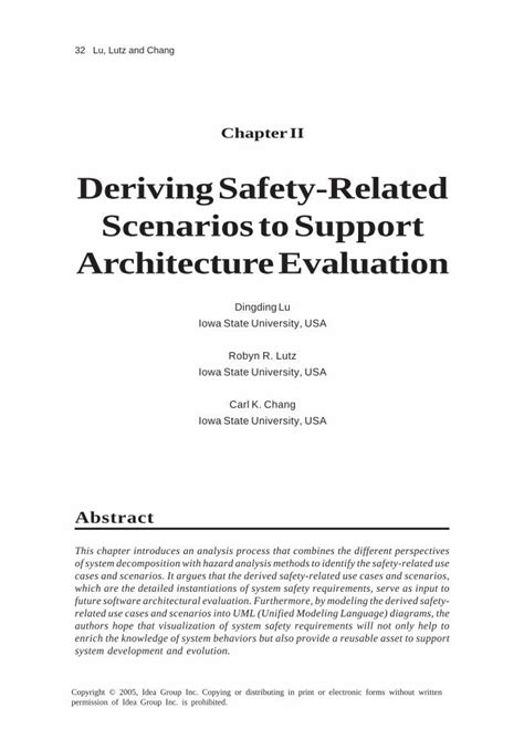 Pdf Deriving Safety Related Scenarios To Support Architecture