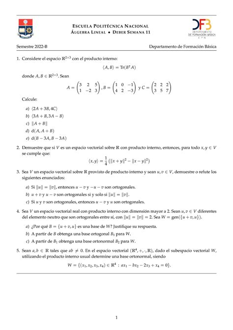 Algebra Ejercicios B Cambios Escuela Polit Cnica Nacional Lgebra