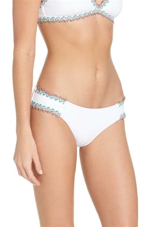 Nwt Becca White Multicolor Mardi Gras Bikini Swimsuit Bottoms Small