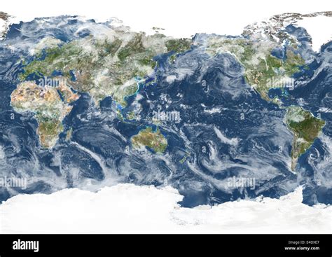 Whole Earth Centred On Pacific Ocean True Colour Satellite Image True