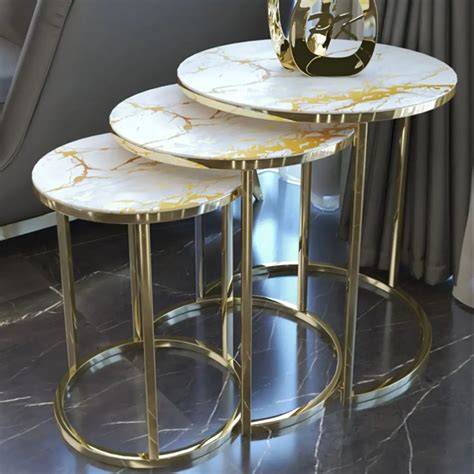 Ensemble De Tables Embo Tables D Coratives En Or De Luxe Moderne