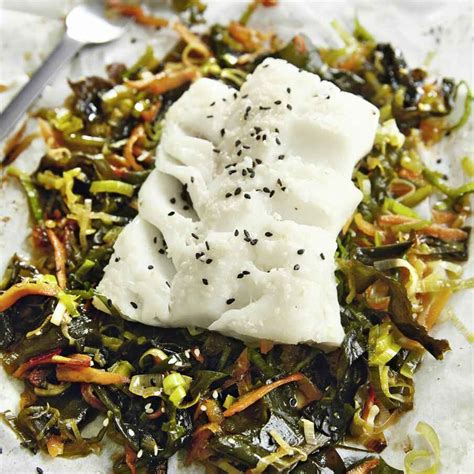 Kabeljau Auf Wakame Gemüse Mit Ingwer Rezept Küchengötter