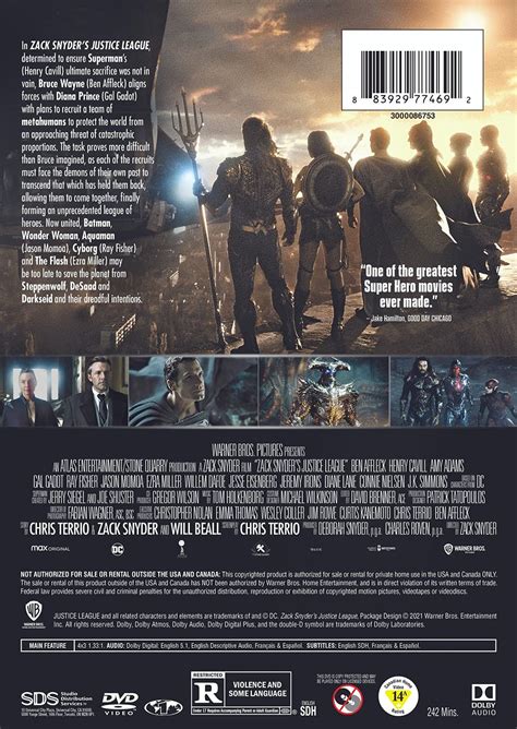 Zack Snyders Justice League DVD Cover Back Screen Connections