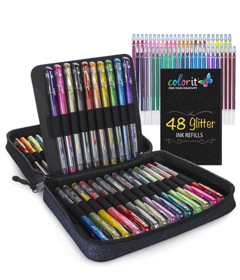 96 Gel Pen Bundle 48 Original Set And 48 Glitter Pen Set With Refills