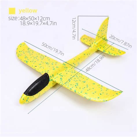 50cm Jaune Grand avion à bulles en mousse Planeur à main léger à