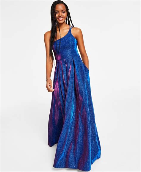 B Darlin Juniors Strappy Back Glitter Finish Gown Created For Macys