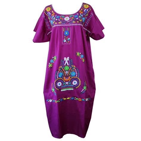 Any Color Peasant Vintage Tunic Embroidered Mexican Dress Xs S M L Xl