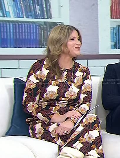 Wornontv Jennas Floral Print Long Sleeve Dress On Today Jenna Bush