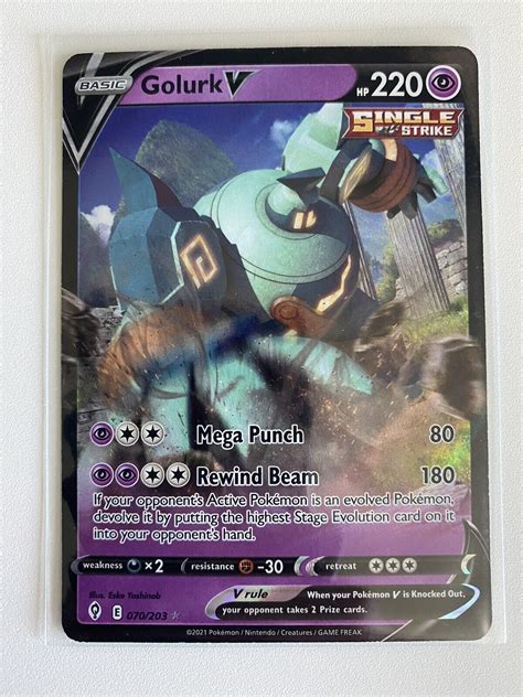 Pokémon TCG Golurk V Evolving Skies 070 203 Holo Ultra Rare eBay