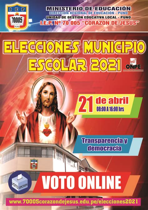 Elecciones Del Municipio Escolar 2021 Iep N° 70005 Corazón De Jesús