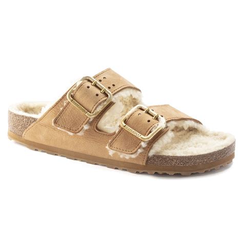 Arizona Bold Shearling Nubuck Leather Cognac Birkenstock