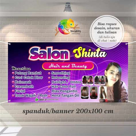 Size 200x100 Spanduk Banner Salon Model Ungu Bisa Custom Desain