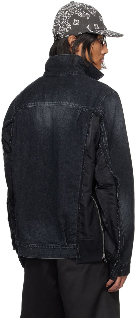 Sacai Black Paneled Denim Jacket Sacai