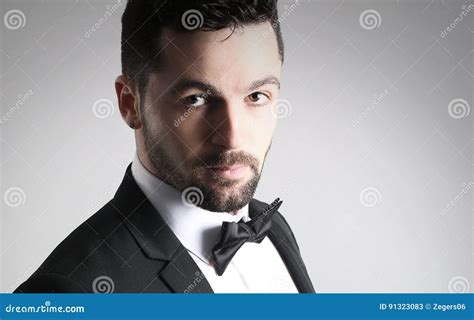 Portrait Of An Handsome Man Wearing A Bow Tie Stock Image Image Of