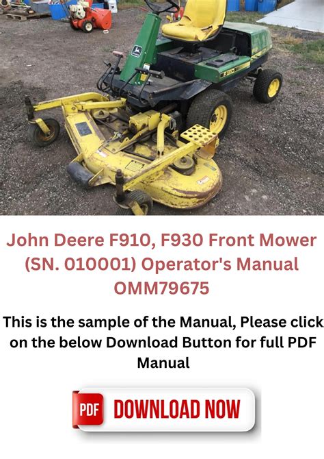 John Deere F910 F930 Front Mower Sn 010001 Operators Manual Omm79675 By Service And Repair