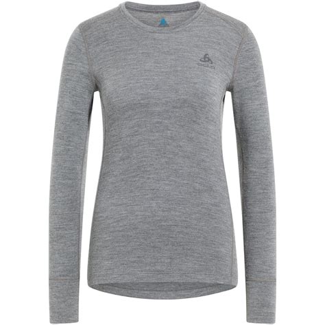 Odlo Natural Merino Crew Neck Langarm Unterhemd Damen Odlo Steel