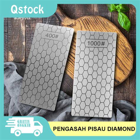 Promo Batu Pengasah Asahan Pisau Diamond Sharpening Plate Grit 1000 400