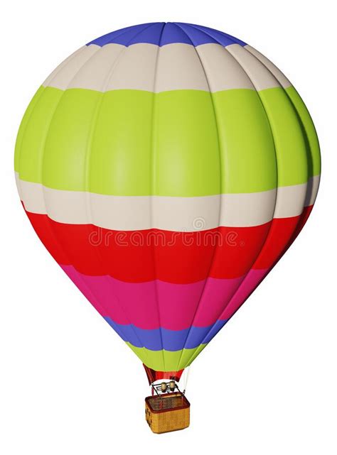D Render Color Hot Air Balloon Isolated White Stock Illustration