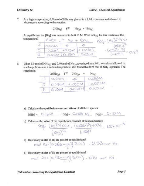 Calculations With Keq Ms Mclartys Classes